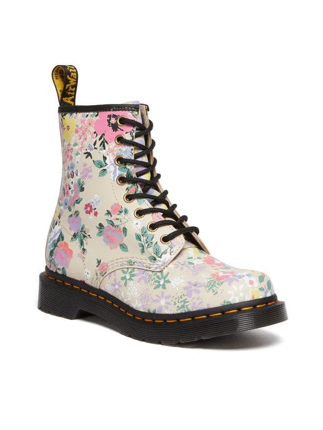 Женские армейские ботинки Dr. Martens 1460 из кожи с цветочным принтом, ботильоны JOBB661, бежевый