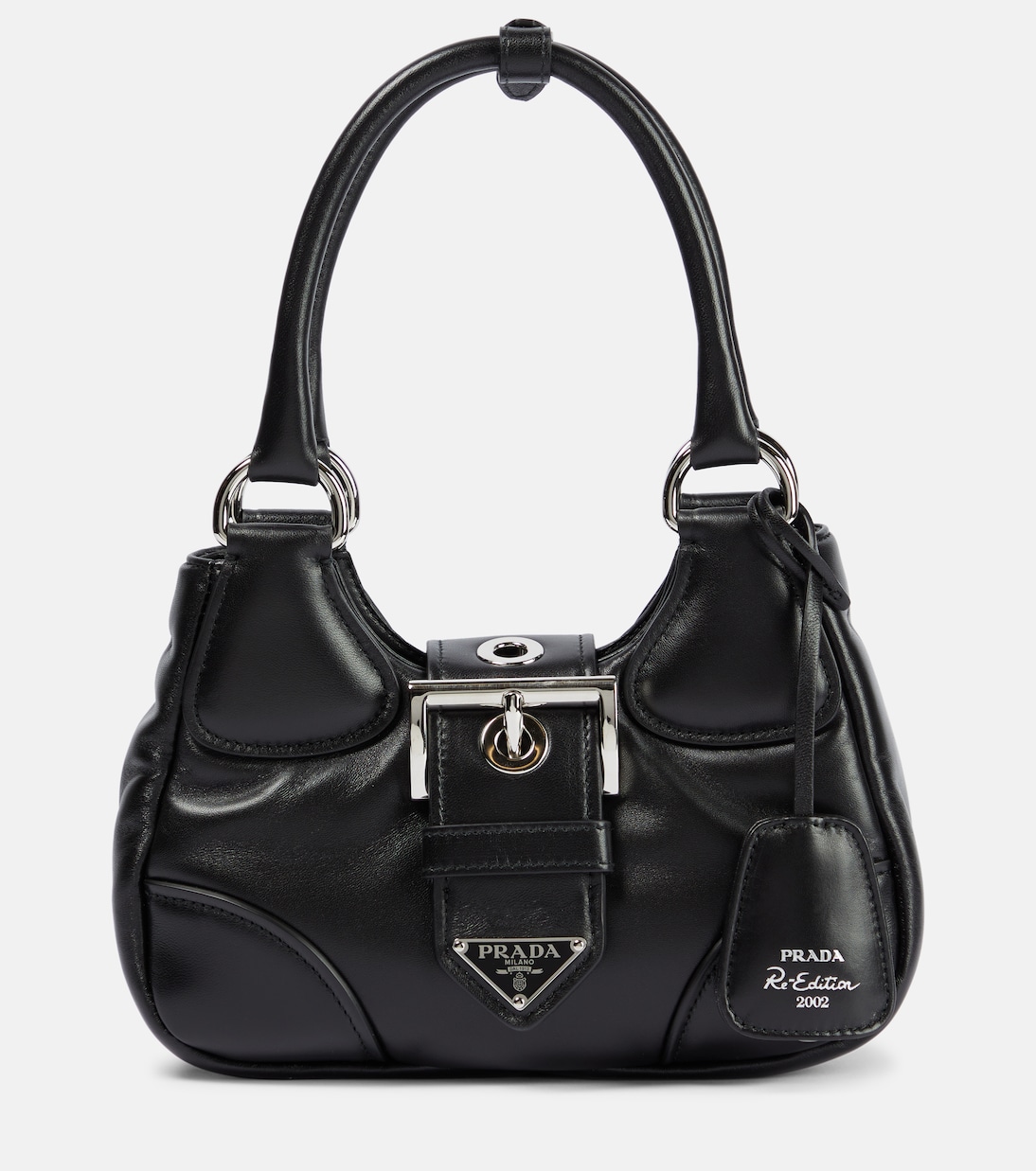 

Лунная маленькая кожаная сумка через плечо Prada, черный