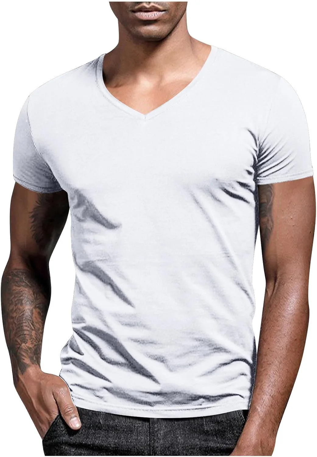 

Мужская футболка с V-образным вырезом Casual Slim Fit OSFVNOXV