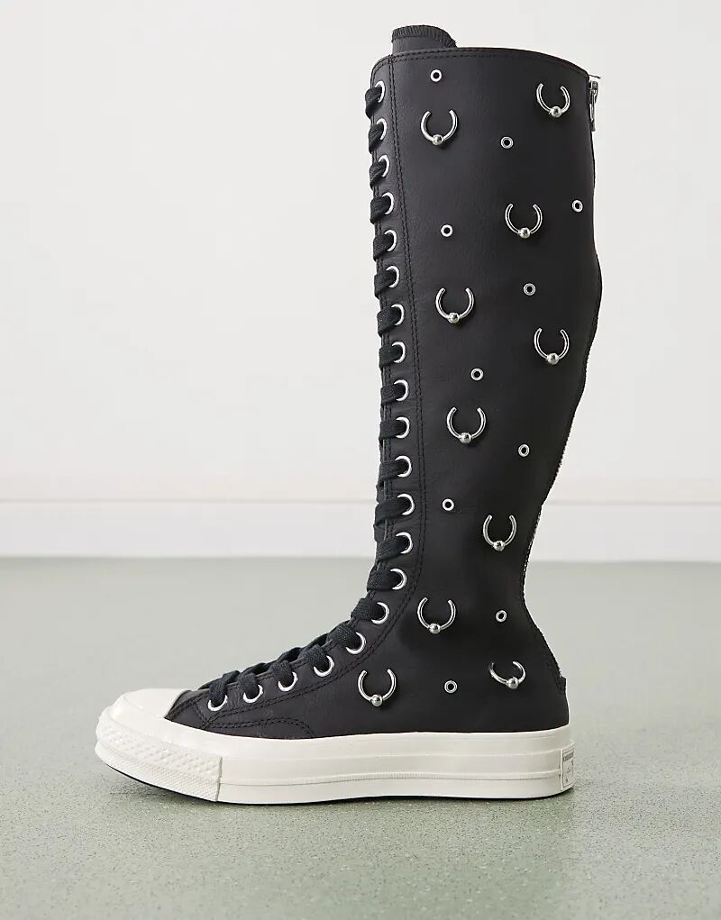 Кроссовки Converse Chuck 70 Knee Hi черного цвета с серебристой фурнитурой — фото 2