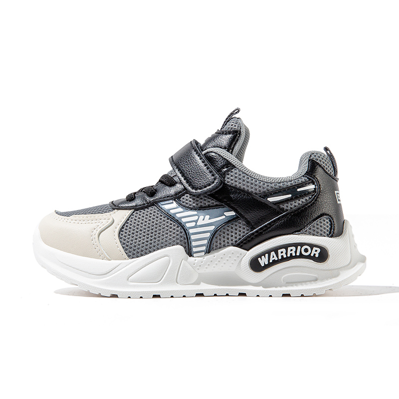 

Детские кроссовки для бега Low top с амортизацией, увеличенной высотой, легкие и устойчивые к истиранию WARRIOR, темно-серый черный