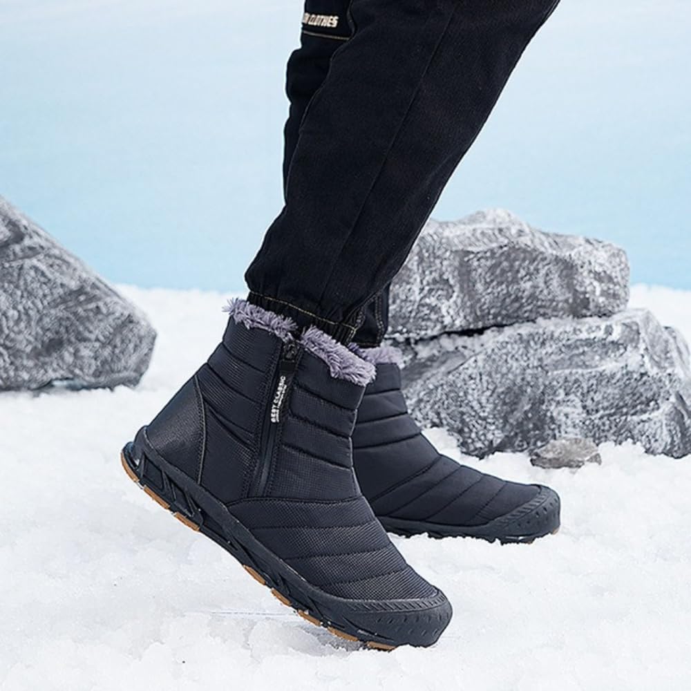 Потрясающие зимние ботинки Stunner Snow Boots, теплые ботильоны на меховой подкладке, водонепроницаемые, удобные, для прогулок на свежем воздухе, зимняя обувь без шнурков Soft Time Toy, черный — фото 3
