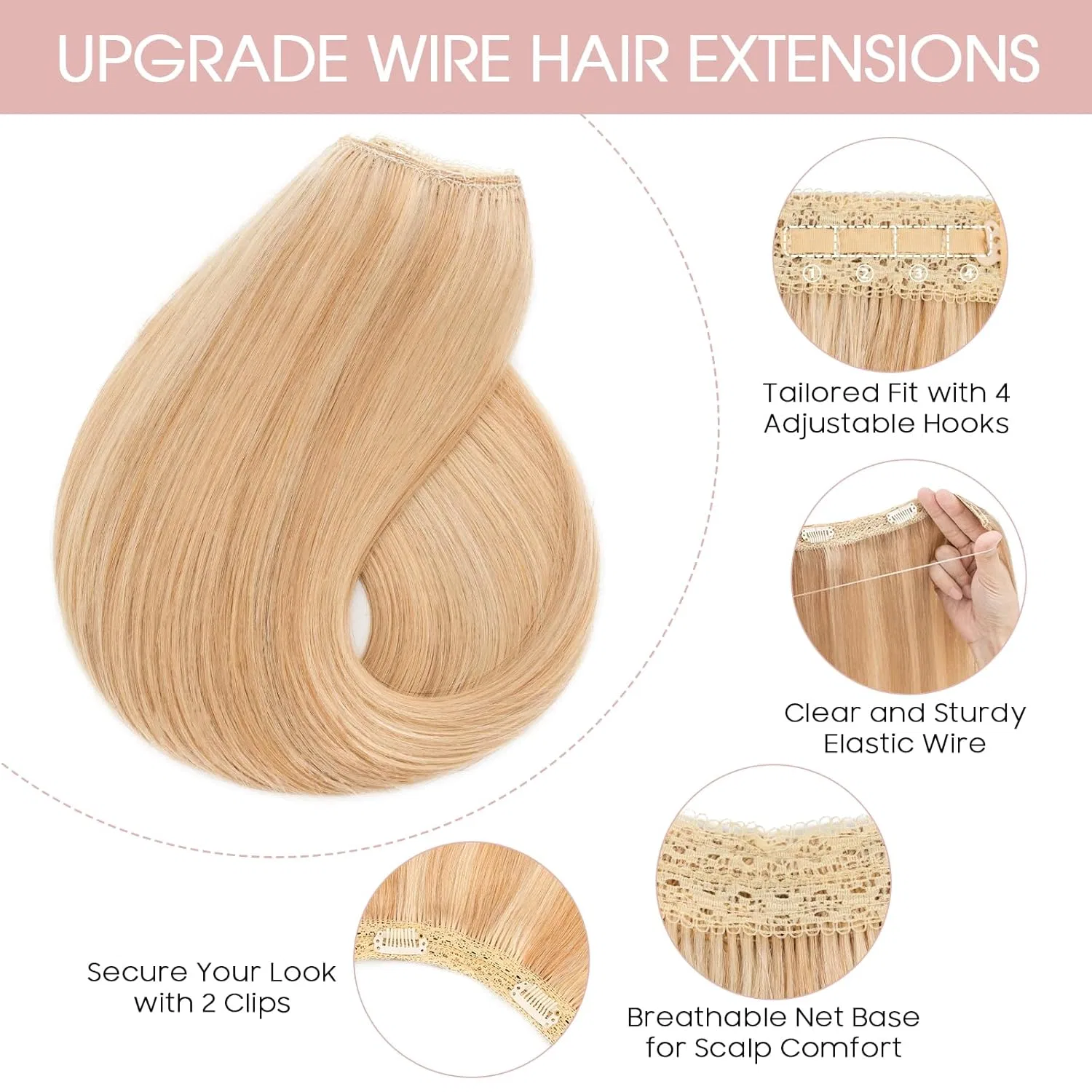 Накладные пряди из натуральных волос на невидимой леске Silk-Co, Grey Blonde Mix Bleach Blonde — фото 2