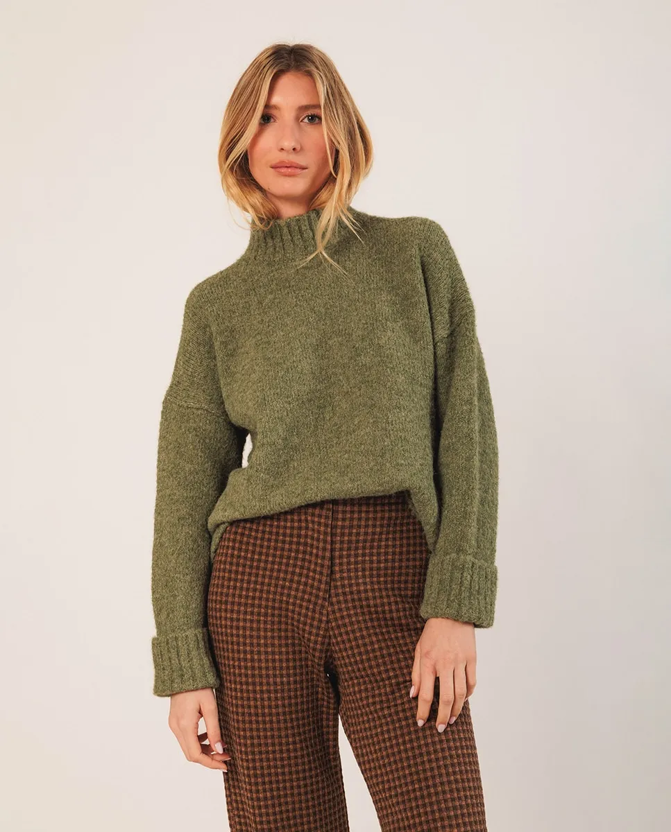 

Женский джемпер с длинным рукавом и воротником Перкинс Indi & Cold, светло-зеленый