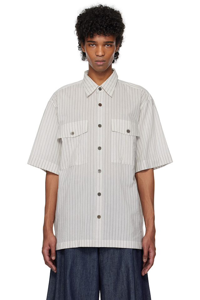 

Полосатая рубашка Dries Van Noten, серый