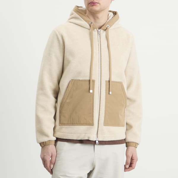 Флисовая куртка-мешок с капюшоном на молнии Moncler, бежевый — фото 2