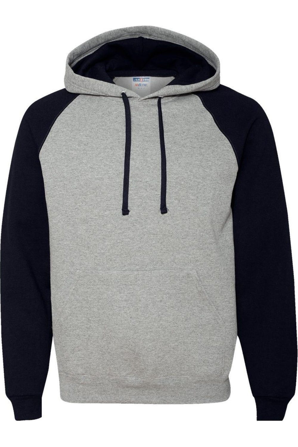 

Толстовка с капюшоном JERZEES Nublend Colorblocked Raglan, цвет oxford/ black