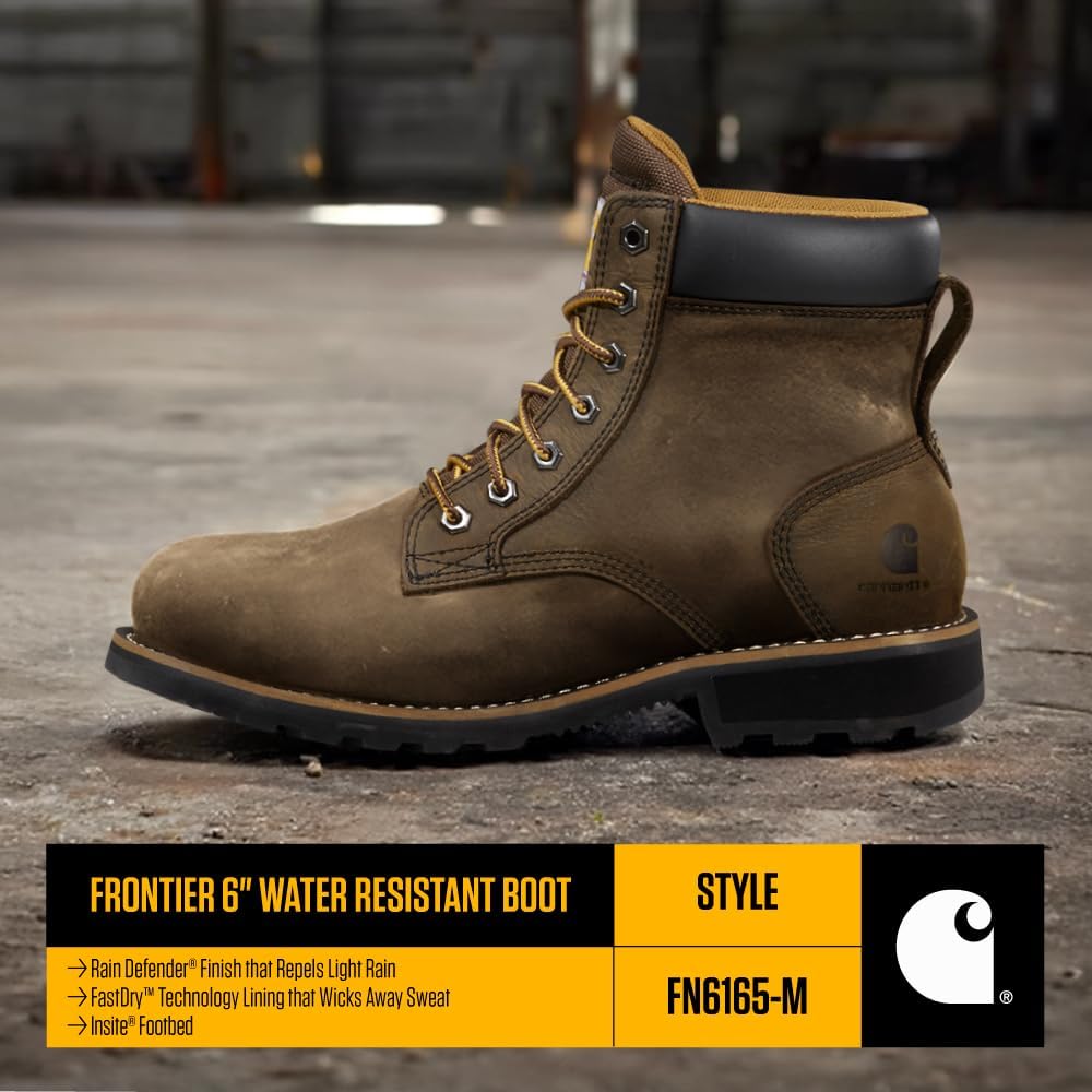 Carhartt Frontier мужские рабочие ботинки 6" Leather Soft Toe, безопасные, нескользящие и Waterproof, Mossy Brown — фото 4