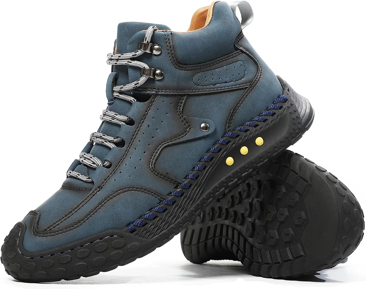 

Мужские повседневные кожаные сапоги CrazySavage, ручной работы, модель Чукка до щиколотки, синий