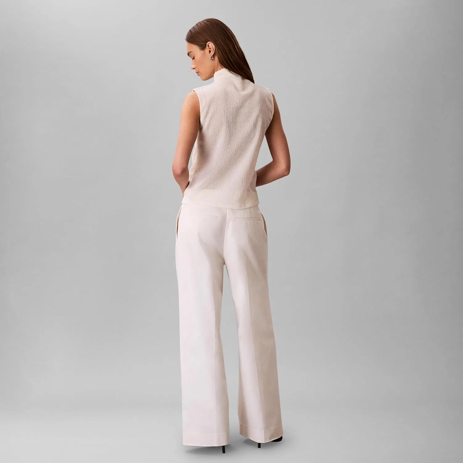 Топ, текстурированный трикотаж, Calvin Klein, античный белый — фото 3