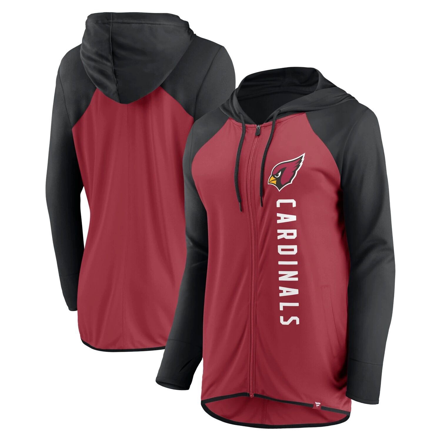 

Женская толстовка с молнией во всю длину Fanatics Branded Cardinal/черная Arizona Cardinals Forever Fan Fanatics