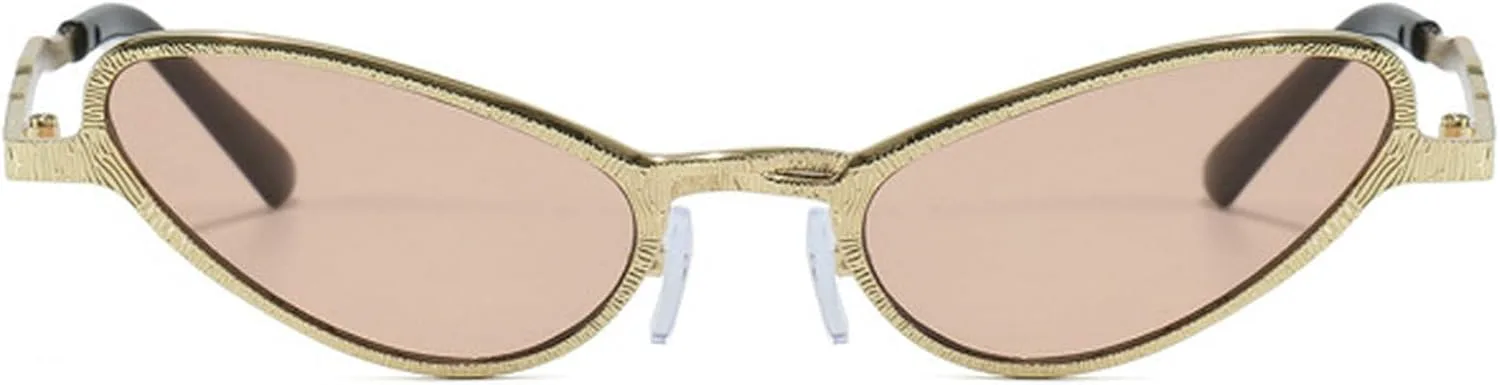 

Женские солнцезащитные очки «кошачий глаз» в модной маленькой металлической оправе, ретро-очки оранжевого цвета, трендовые летние оттенки mincl, Champagne