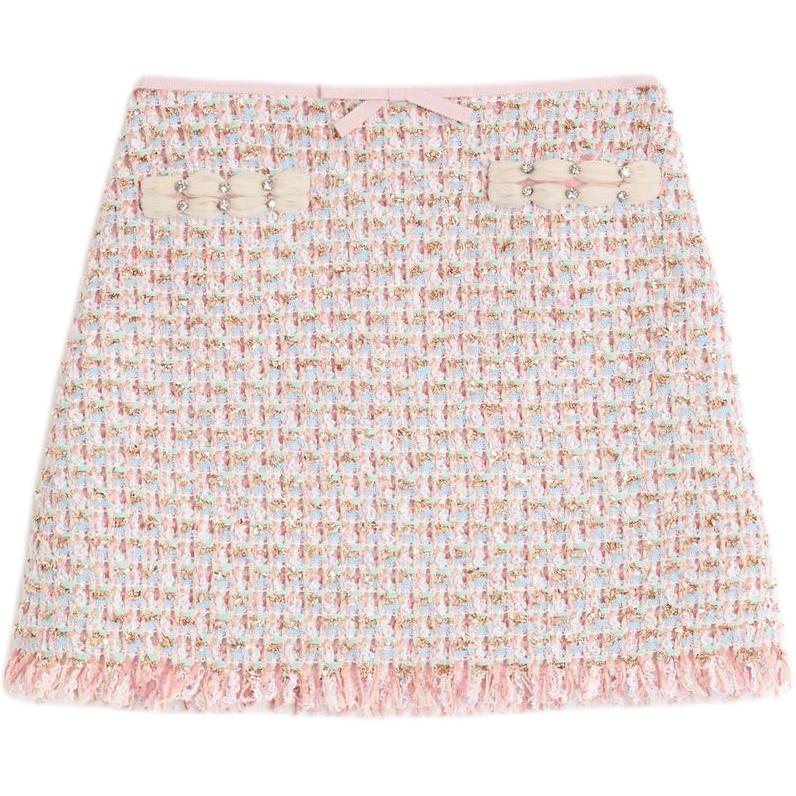 

Юбка из твида с бахромой и вышивкой Valentino, розовый