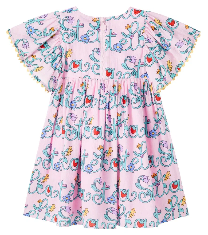 Хлопковое платье с логотипом Stella McCartney Kids, розовый — фото 3