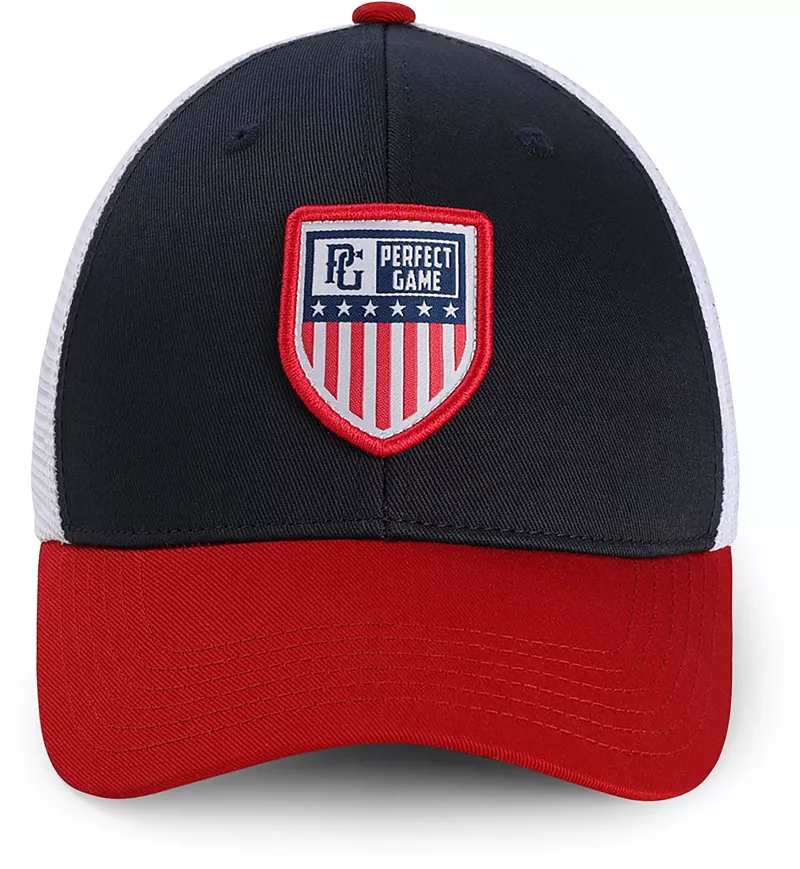 

Кепка Perfect Game USA Pro Crown Trucker, красный/белый/темно-синий
