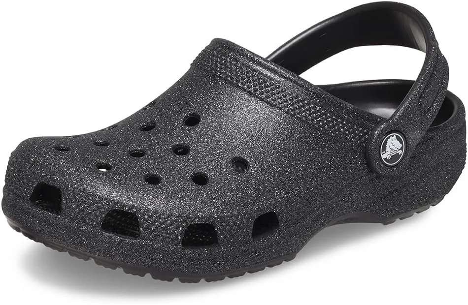 Детские кроксы Crocs Classic с блестками, черный — фото 2