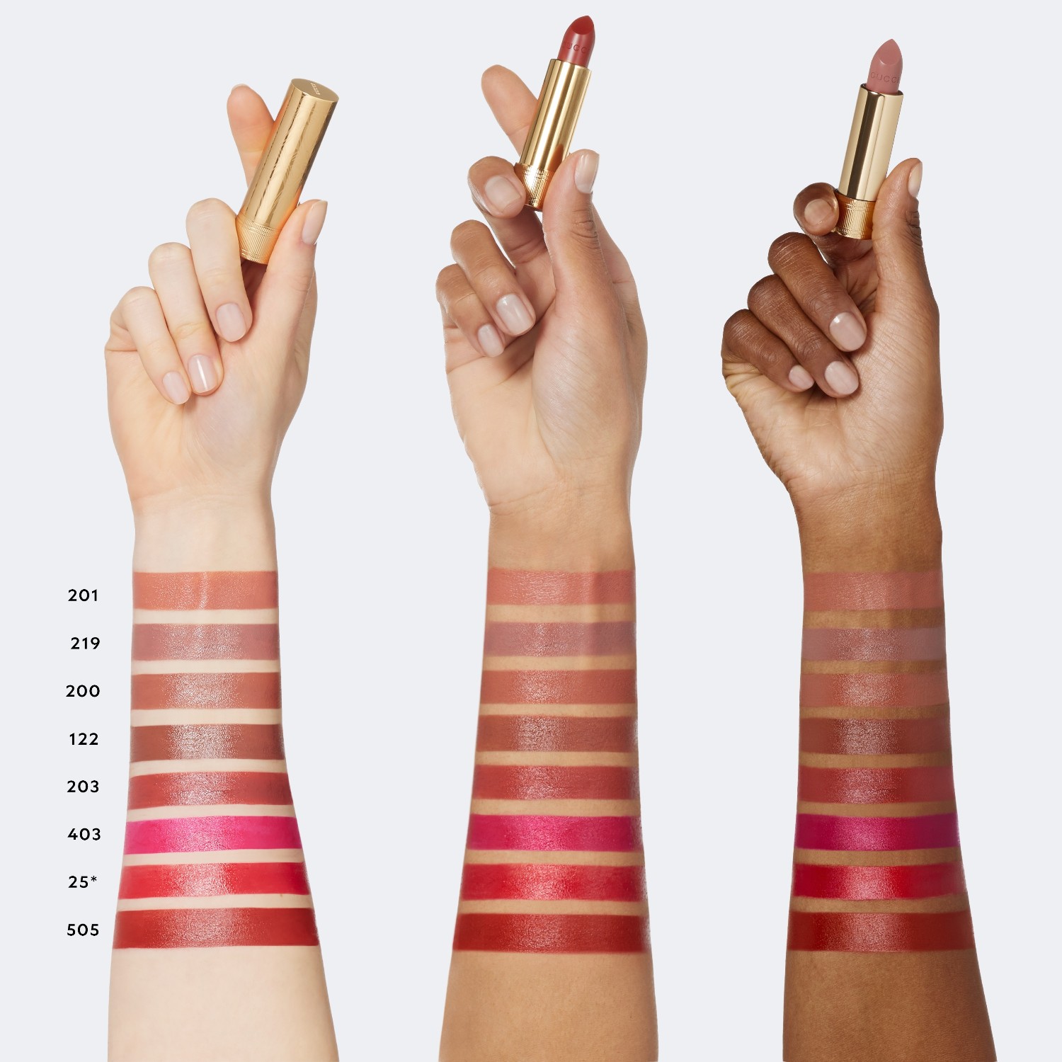 Помада для губ gucci beauty rouge à lèvres satin Gucci, nr. 201 the painted veil, вес 3.5 гр. — фото 2