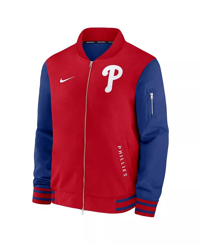 Мужская красно-синяя бомбер Philadelphia Phillies Authentic Collection с молнией Nike — фото 3