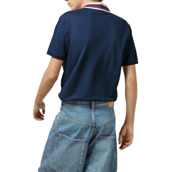 Рубашка поло cotton piquet polo shirt with square gg 'blue' Gucci, синий — фото 3