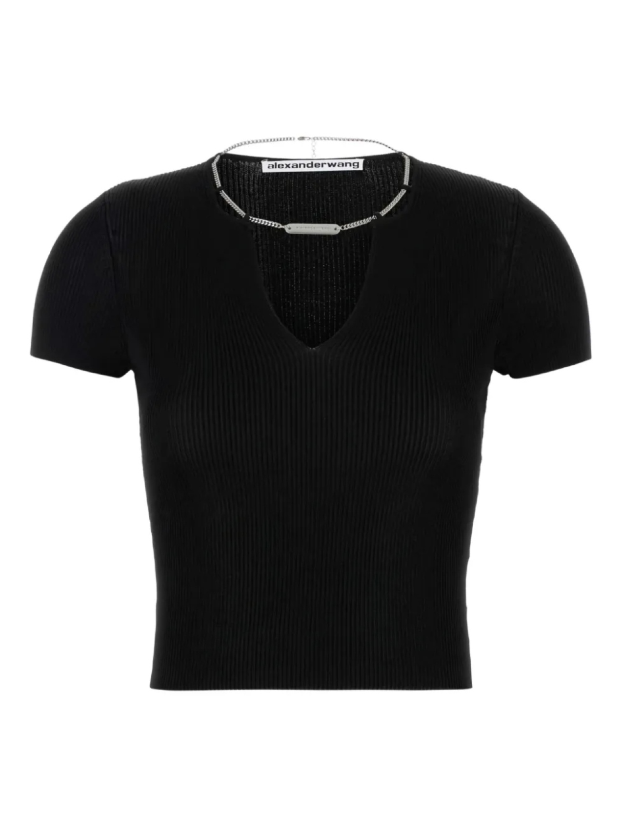 

Топ Alexander Wang в рубчик, украшенный цепочкой, черный