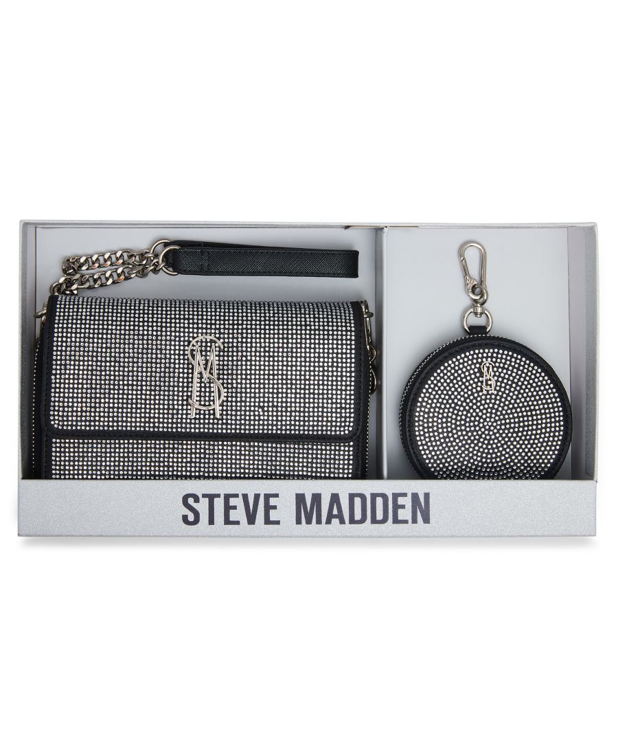 

Кошелек-мессенджер Carina с декоративной отделкой в коробке Steve Madden, Black/Silver