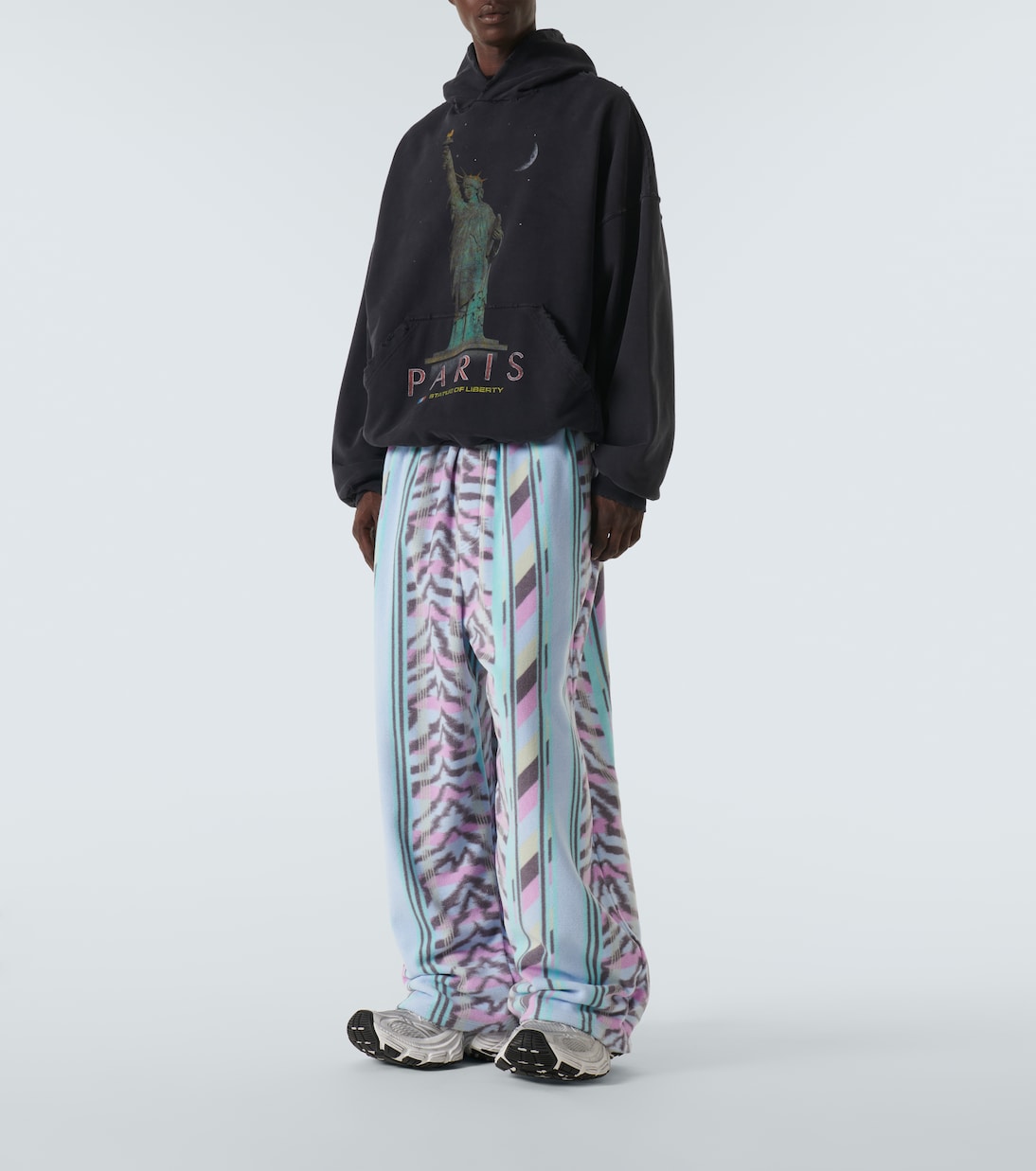 Спортивные брюки из флиса с принтом Balenciaga, синий — фото 2