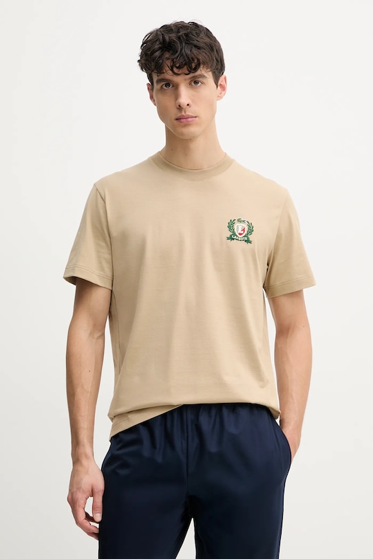 

Хлопковая футболка Lacoste, бежевый