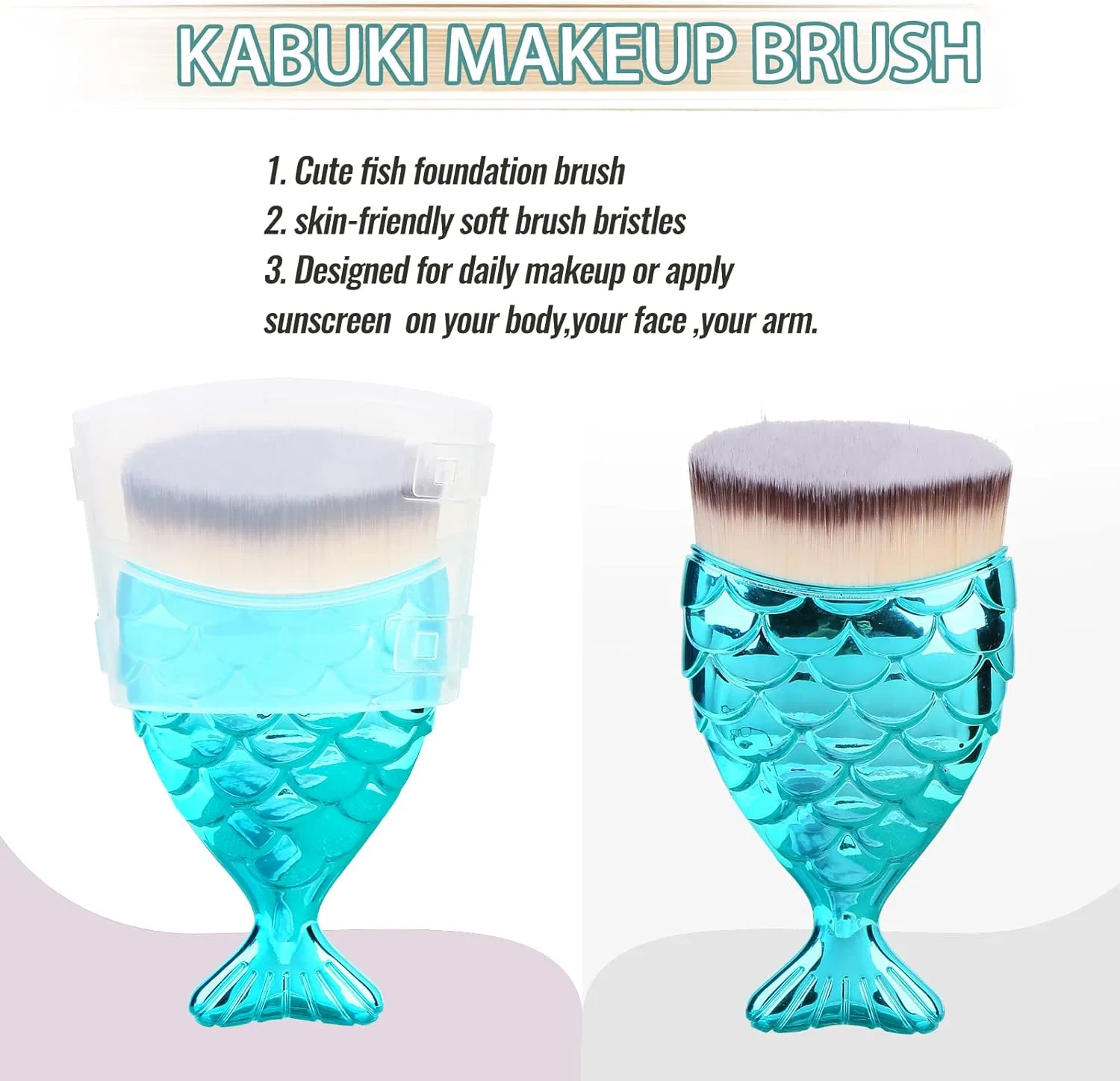 Кисть для лица Kabuki Sunscreen Zeaissiy, синяя — фото 4