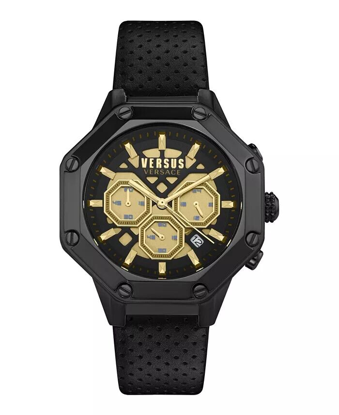 

Мужские черные кожаные часы Palestro 45 мм Versus Versace, черный