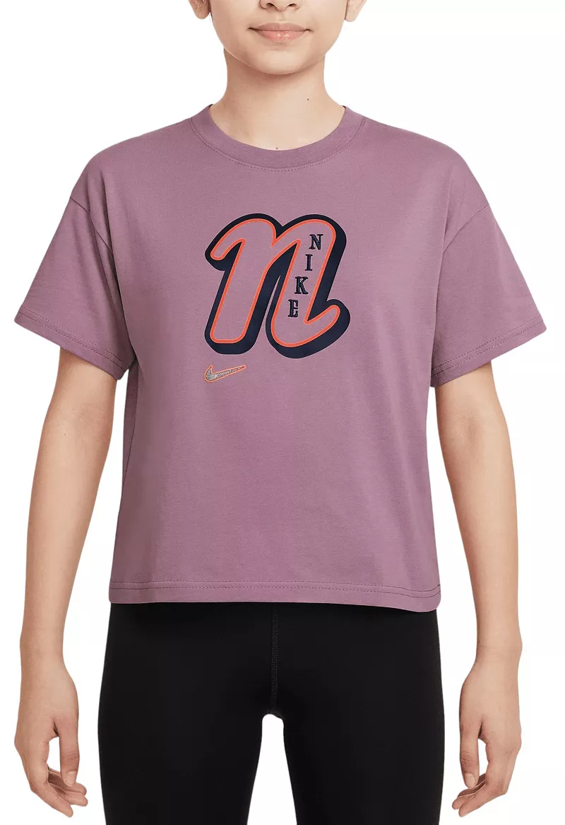

Футболка свободного кроя Nike Sportswear для девочек, цвет Plum Dust
