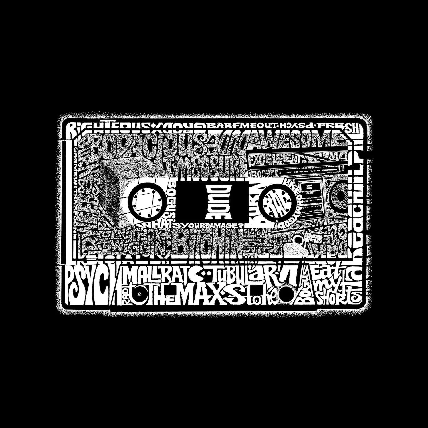 

80-е – мужской свитшот с круглым вырезом с принтом Word Art LA Pop Art