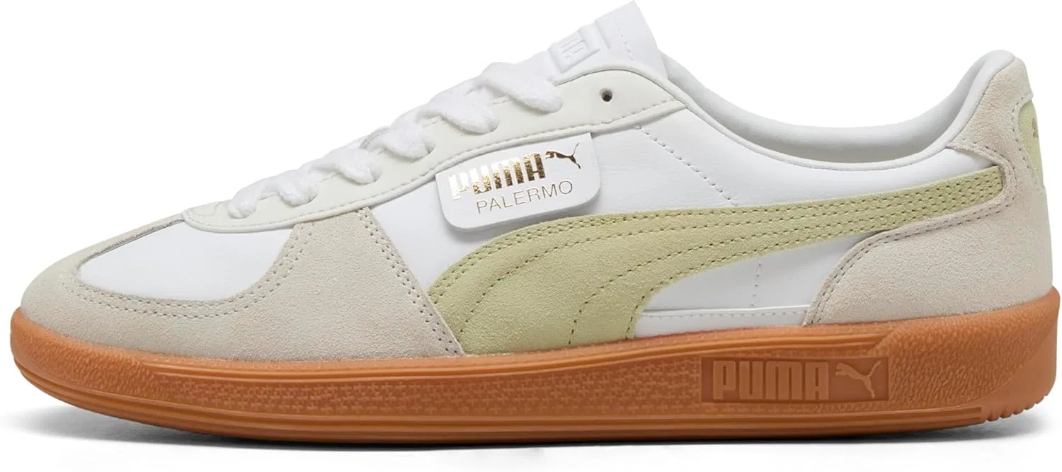 Мужские кроссовки PUMA Palermo, кожа, Puma White/Vapor Grey/Pistachio Green — фото 3