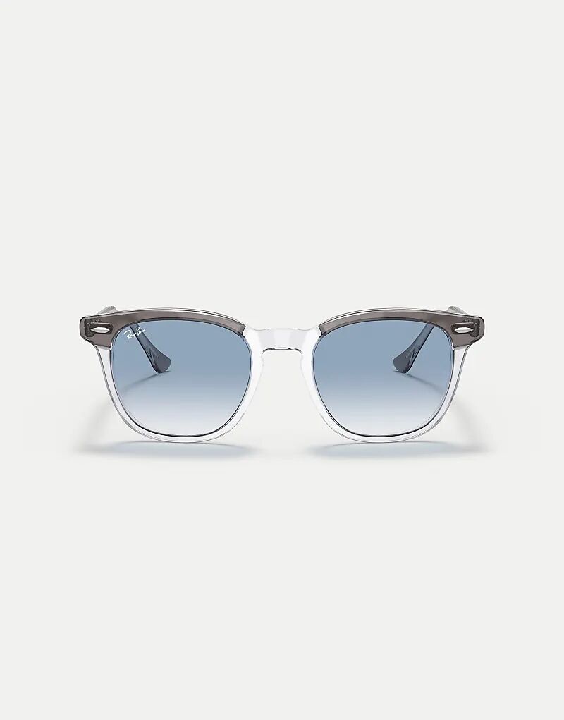 

Солнцезащитные очки Ray-Ban Hawkeye квадратной формы с синими линзами в сером цвете на прозрачном фоне