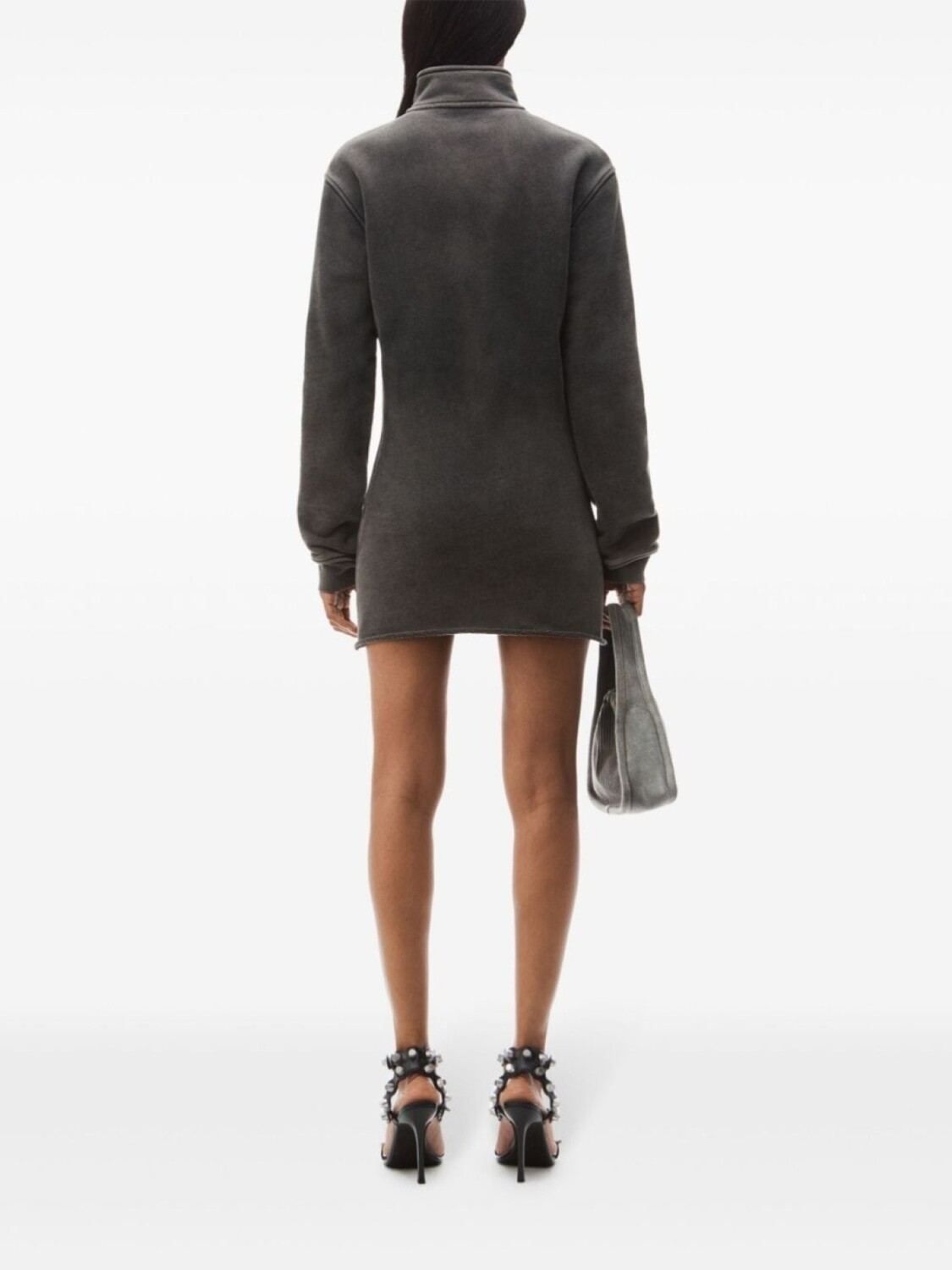 Мини-платье Alexander Wang с застежкой-молнией на половину длины, серый — фото 3