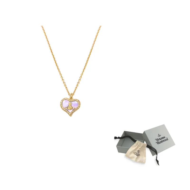 

Vivienne Westwood Цепочка Unisex из латуни с фианитами, пурпурным нефритом и золотым покрытием