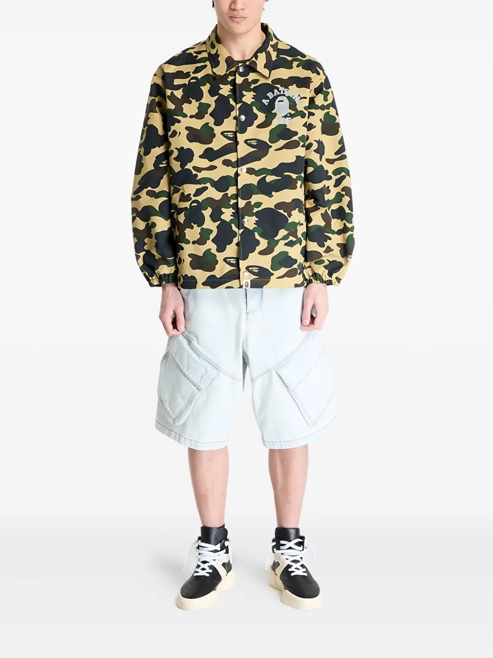 Куртка с камуфляжным принтом и логотипом A BATHING APE, желтый — фото 2
