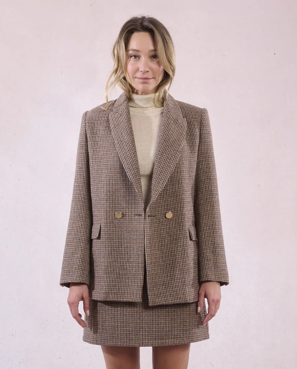 

Женский блейзер с длинным рукавом в клетку Molly Bracken, коричневый