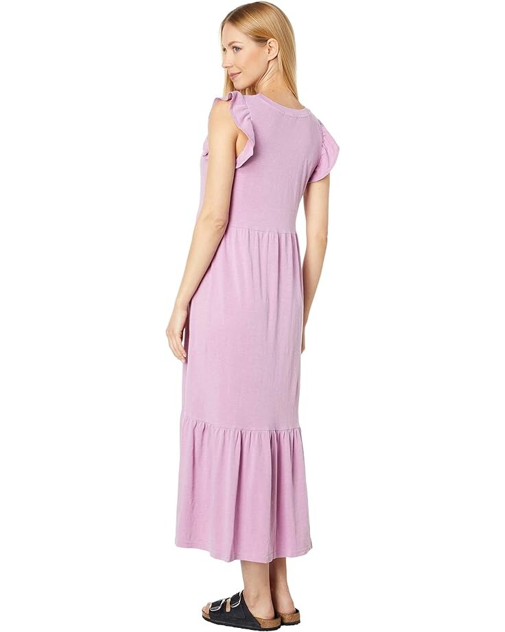 

Платье SUNDRY Ruffle Sleeve Tiered Dress in Cotton Spandex, цвет Pigment Orchid