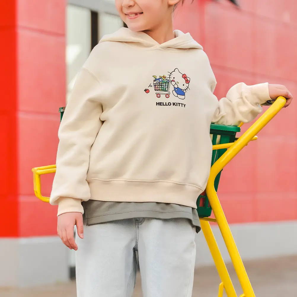 Свитшот Sanrio Characters Collaboration Collection детский UNIQLO, слоновая кость — фото 3
