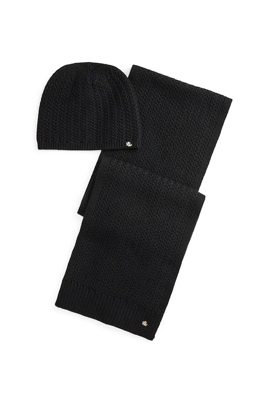 

Шапка и шарф с шерстью Lauren Ralph Lauren, черный