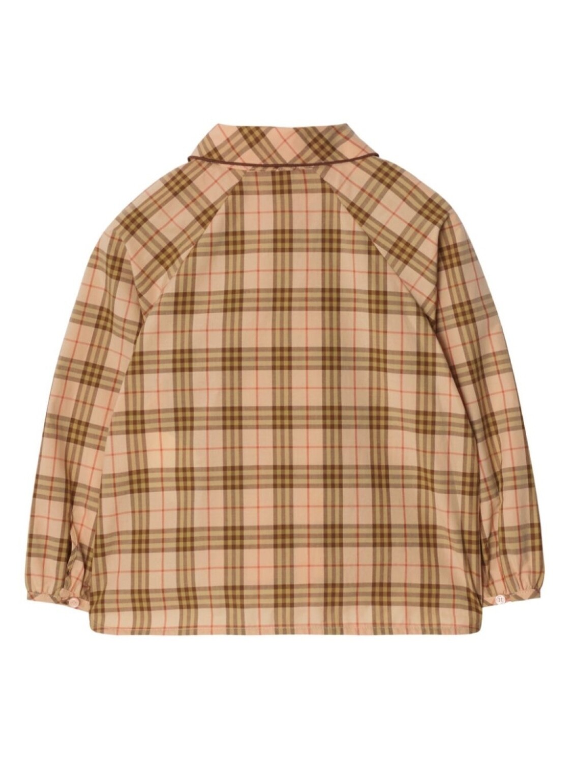 Клетчатая хлопковая рубашка Burberry Kids, нейтральный цвет — фото 2