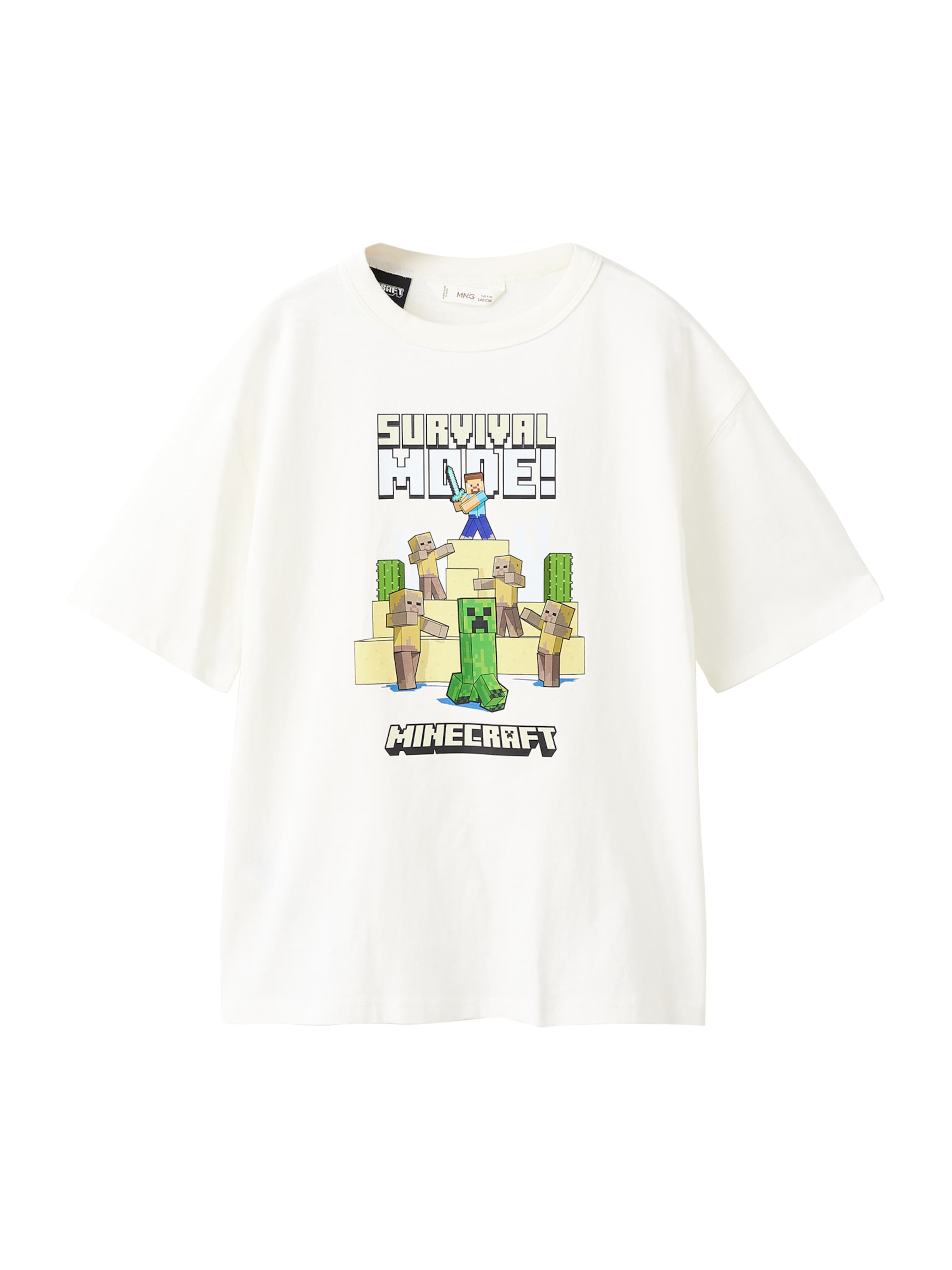 

MANGO KIDS Футболка 'MINECRAW' в цвете Off White