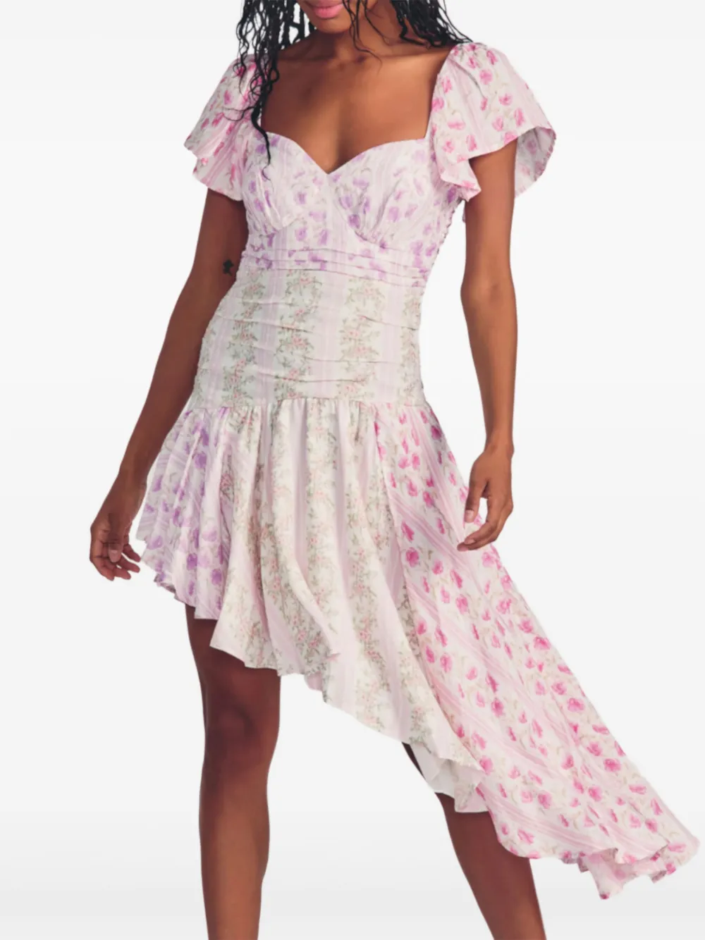 

Мини-платье Irvine с цветочным принтом Loveshackfancy, розовый