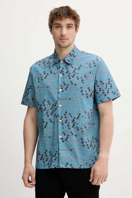 

Хлопковая рубашка Ps Paul Smith, бирюзовый