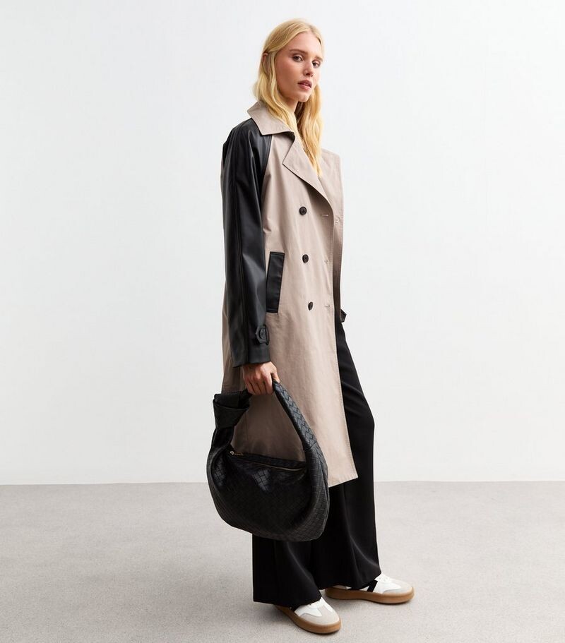 

Куртка Mac с рукавами из искусственной кожи New Look, светло-коричневый