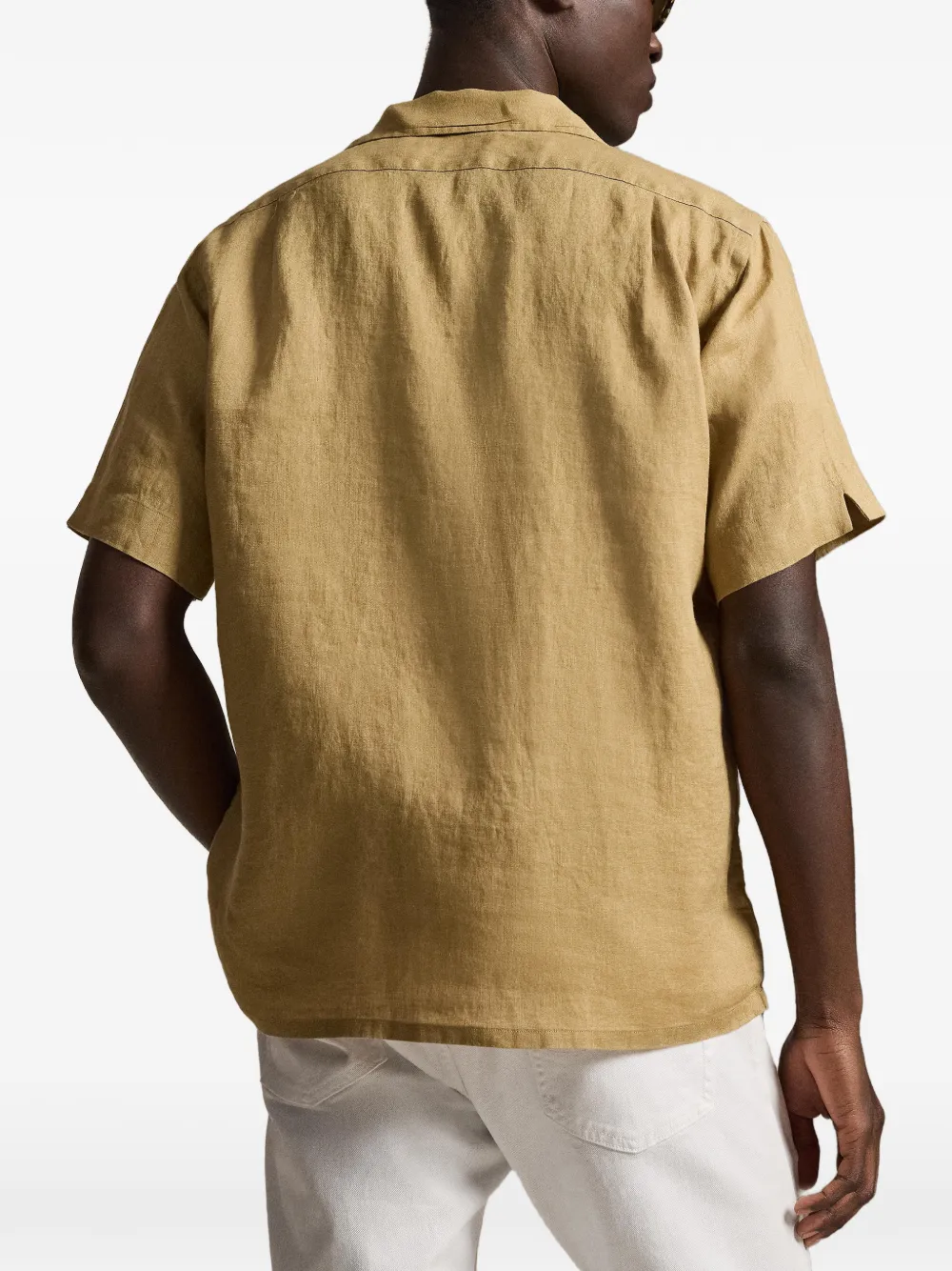 Льняная рубашка с вышивкой Polo Ralph Lauren, бежевый — фото 4