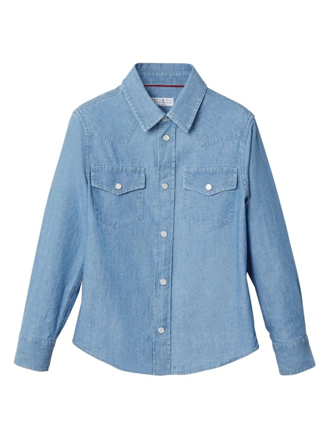 

Brunello Cucinelli Kids джинсовая рубашка на пуговицах, синий
