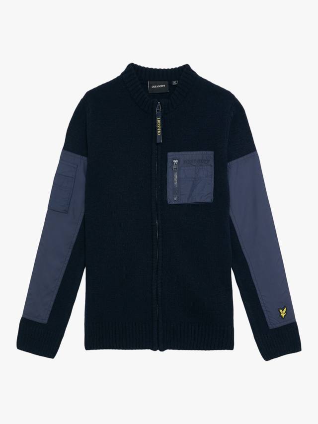 

Детский кардиган с молнией и тонированной отделкой Lyle & Scott, Dark Navy