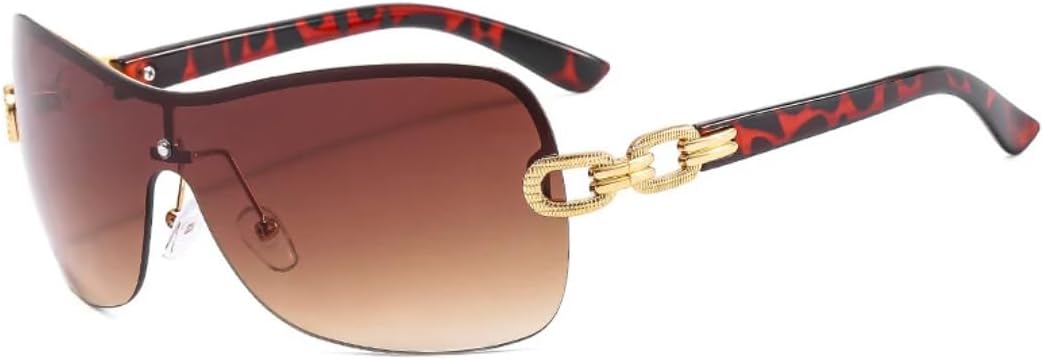 

Популярные киберпанк-солнцезащитные очки, популярные женские солнцезащитные очки класса люкс, мужские очки для велоспорта и путешествий с защитой от УФ-излучения UV400 TVTBBVV, Leopard Gradient Tea