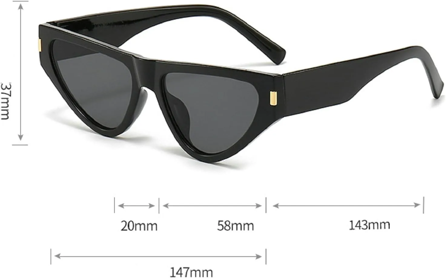 

Модные солнцезащитные очки «кошачий глаз» для женщин, винтажные солнцезащитные очки в стиле Y2K, большие черные очки с защитой от УФ-излучения UV400 mincl, C7